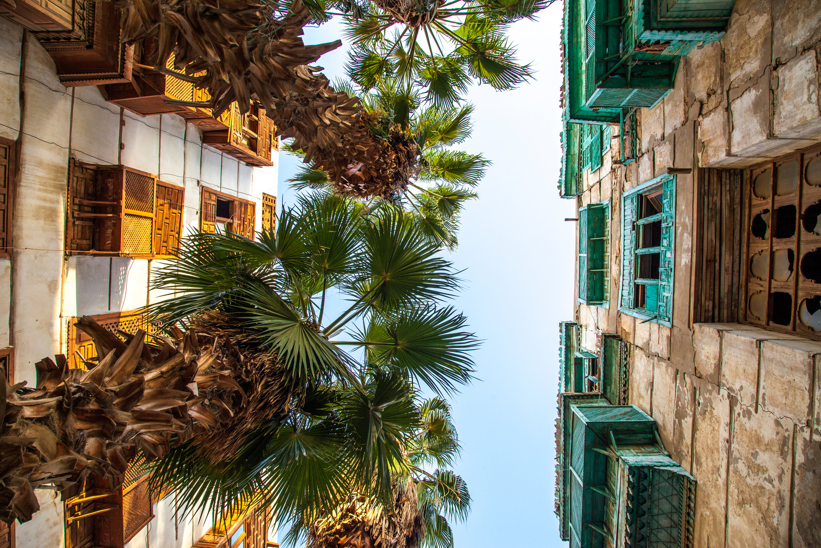 Old city in Jeddah, Saudi Arabia known as Historical Jeddah. Ancient building in UNESCO world heritage historical village Al Balad.Saudi Arabia